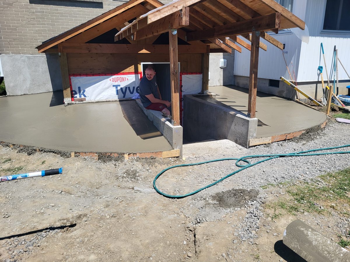 Wing walls and radius slab in progress